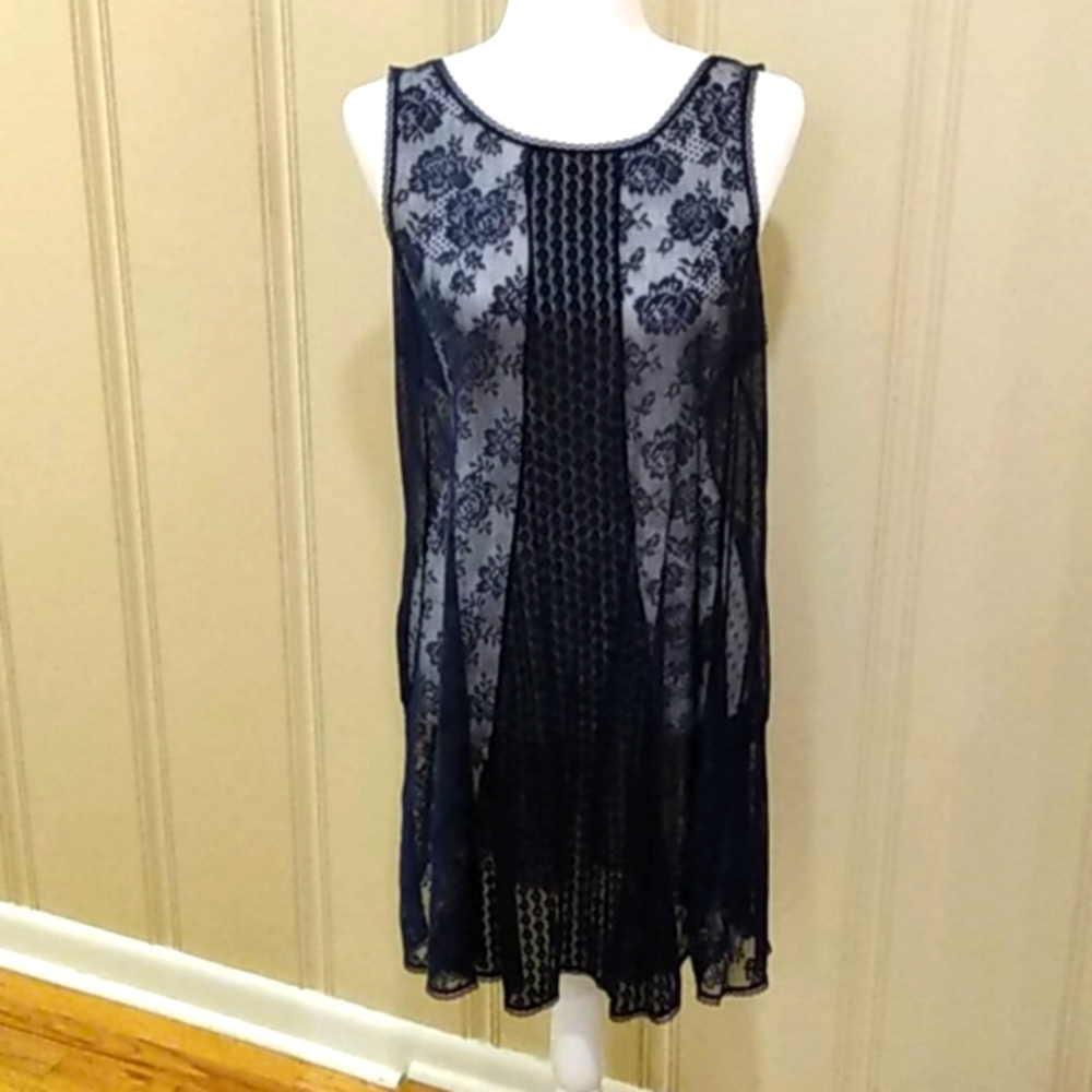 Free People lace dress with slip, navy